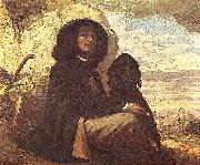 Gustave Courbet Selfportrait with black dog. Sweden oil painting artist